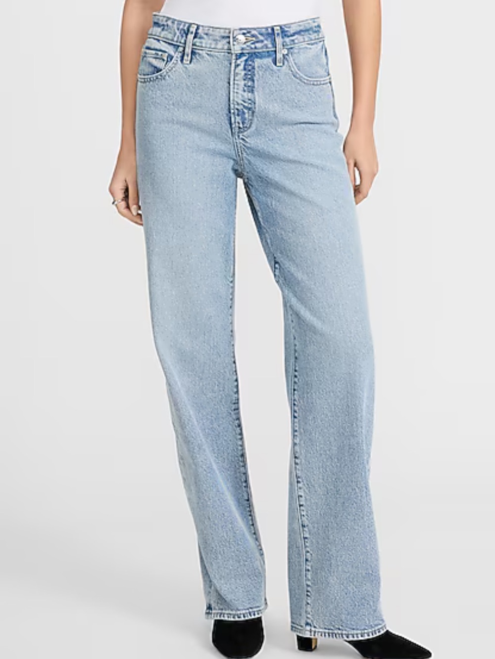 Express Jeans, High Waisted Light Wash Relaxed Straight Jeans, size 6R